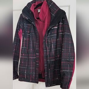Columbia Women's Plaid Jacket - Black and Pink